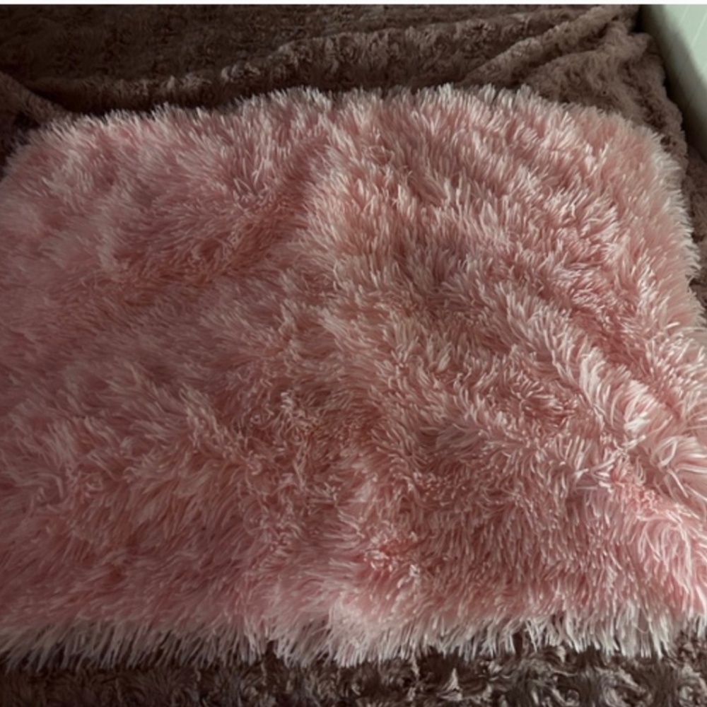 Pink Shaggy Pillow Case